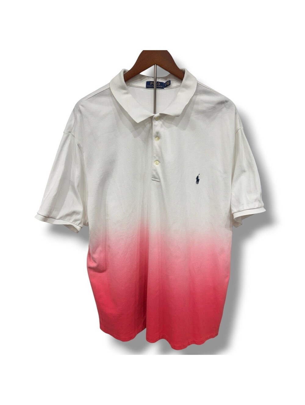 Polo Ralph Lauren Big & Tall 2XB White Pink Ombre Polo Shirt Pony Logo